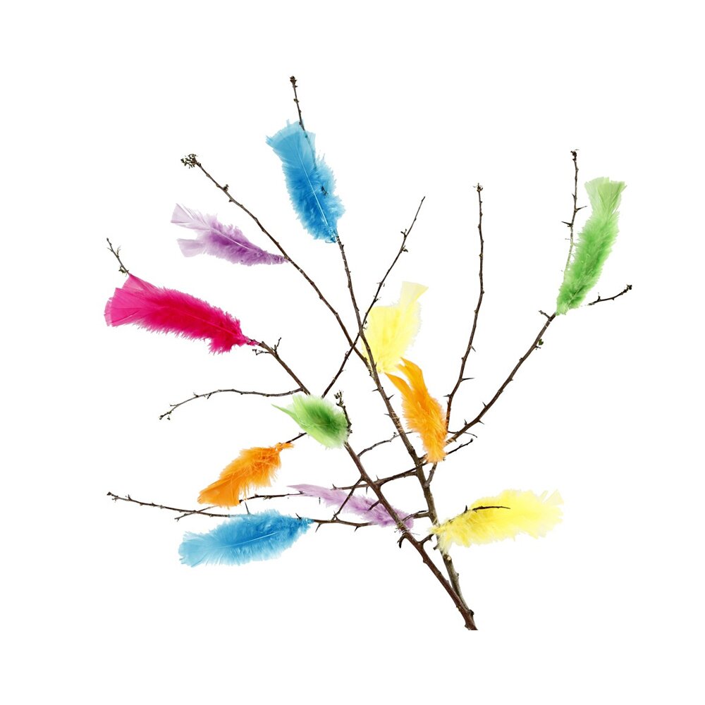 18 Assorted Bright Colours Wired Feathers for Crafts Bundles